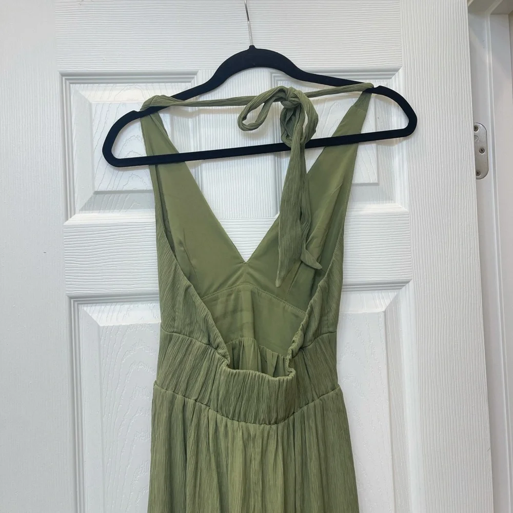 Abercrombie & Fitch Plunge Halter Green Maxi Dress Size XS